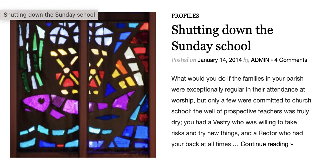 Q2: How do we diversify & improve the 'post-Sunday School' ecosystem?